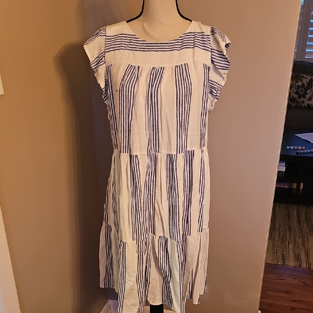 Striped Blue and White Dress